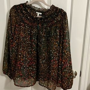 Maurices Floral Ruffle Peasant Blouse Size 0x NWT